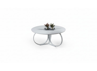 Witte salontafel, ronde woonkamertafel, designmeubilair, modern meubilair