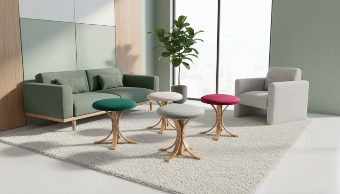Moderne Designer 4x Poef Compleet Meubilair Woonkamer Luxe Inrichting