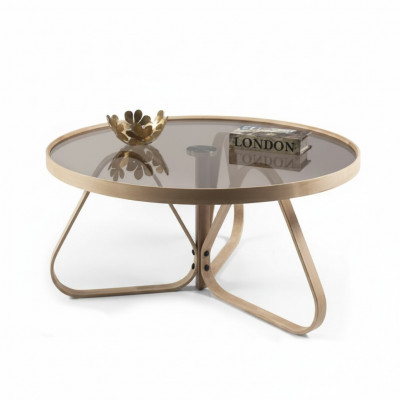 Ontwerper salontafel Luxe glazen tafel Koffie Rond Woonkamer Houten Tafel