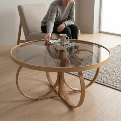 Woonkamer Koffietafel Ontwerper Ronde Salontafel Glazen Tafel Luxe Meubels