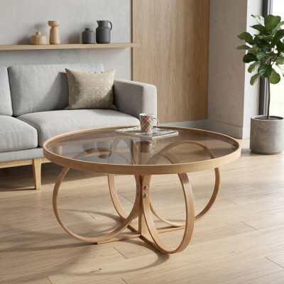 Woonkamer Koffietafel Ontwerper Ronde Salontafel Glazen Tafel Luxe Meubels