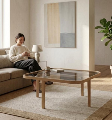 Woonkamer salontafel Moderne luxe meubels Glazen tafel Designer hout