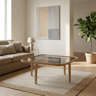 Woonkamer salontafel Moderne luxe meubels Glazen tafel Designer hout