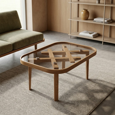 Luxe meubelen salontafel Moderne inrichting Glazen tafel Beige woonkamer
