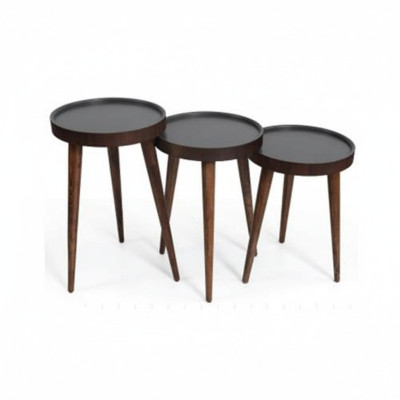 Bruin hout 3x salontafels woonkamer compleet bijzettafel luxe tafels