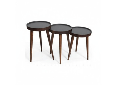 Bruin hout 3x salontafels woonkamer compleet bijzettafel luxe tafels
