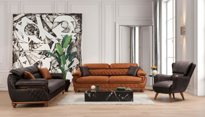 Woonkamer Compleet 3-delig Modern 2x Driepersoons Bank Luxe Fauteuil Nieuw