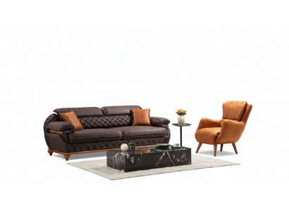Modern Compleet woonkamerset Fauteuil Bank Bank Beklede Stoel Zits Driepersoons