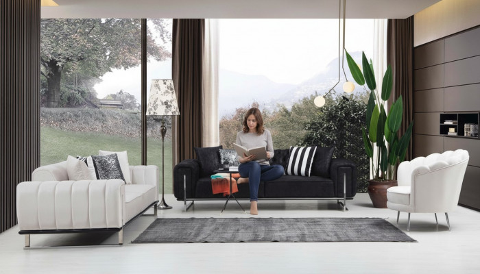 Woonkamerset 2x driezitsbank Chesterfield bank ontwerp fauteuil luxe meubels  Woonkamerset met 2 driezitsbanken, Chesterfield bank, ontwerp fauteuil en luxe meubels