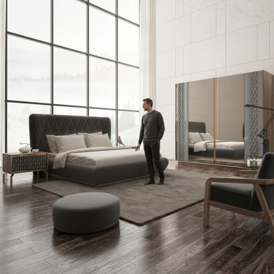 Compleet set dubbel bed Luxe 2x nachtkastjes Ontwerpkast Kledingkast