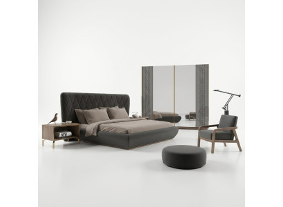 Compleet set dubbel bed Luxe 2x nachtkastjes Ontwerpkast Kledingkast