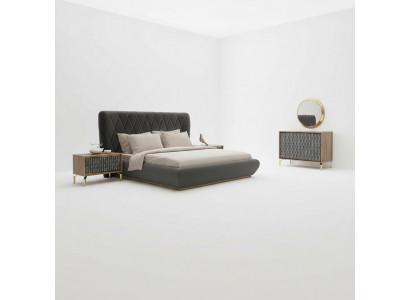 Ontwerp complete slaapkamer bed hout 2x nachtkastjes dressoir met spiegel
