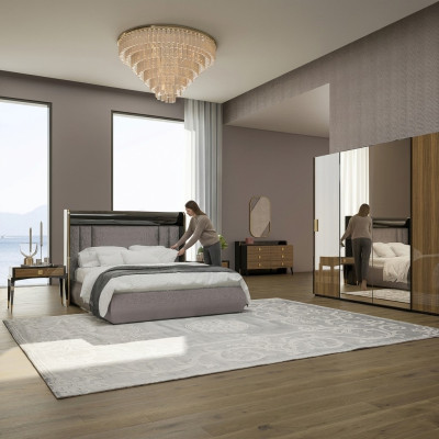 Luxe set 6-delig tweepersoons bed slaapkamer commode met spiegel 2x nachtkastjes