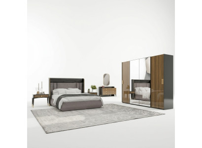 Luxe set 6-delig tweepersoons bed slaapkamer commode met spiegel 2x nachtkastjes
