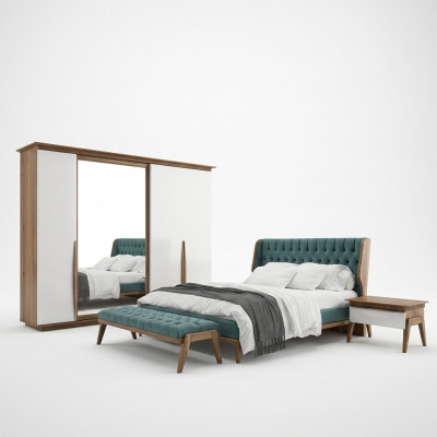Compleet slaapkamerbed 2x nachtkastjes Moderne kledingkast Bank Nieuw