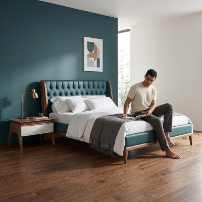 Slaapkamer Set 3-delig Luxe Tweepersoonsbed 2x Nachtkastjes Modern Meubilair