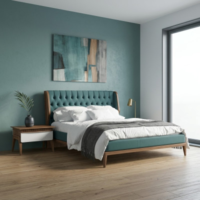 Slaapkamer Set 3-delig Luxe Tweepersoonsbed 2x Nachtkastjes Modern Meubilair