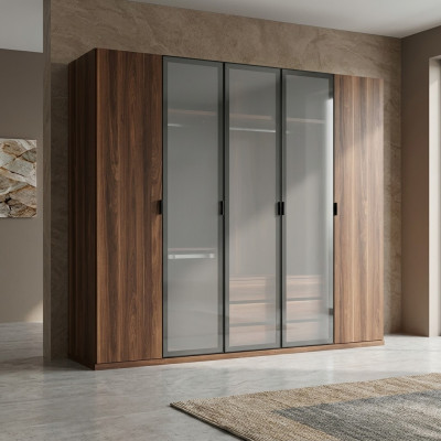 Houten bruine kledingkast slaapkamer modern design meubels kast