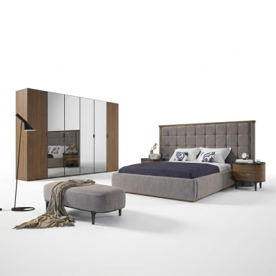 Slaapkamer Luxe Set 4-dlg Bed 2x Nachttafels Ontwerp Bank Modern Meubilair