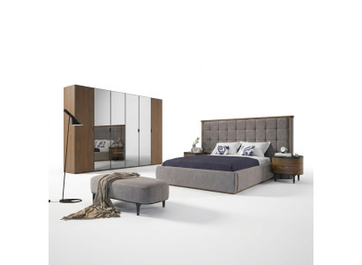 Slaapkamer Luxe Set 4-dlg Bed 2x Nachttafels Ontwerp Bank Modern Meubilair
