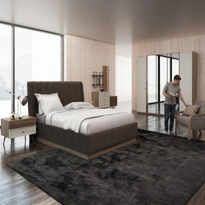 Luxe slaapkamer dubbel bed 2x nachtkastjes hout compleet 6-dlg modern