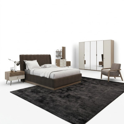 Luxe slaapkamer dubbel bed 2x nachtkastjes hout compleet 6-dlg modern