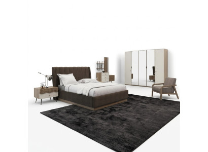Luxe slaapkamer dubbel bed 2x nachtkastjes hout compleet 6-dlg modern