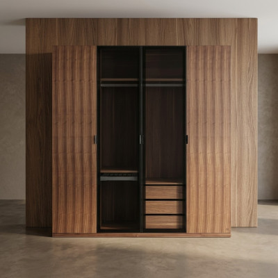 Modern kledingkast slaapkamer design houten kast luxe kast glazen deuren.
