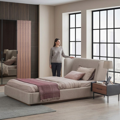 Modern compleet bed luxe nachtkastje slaapkamer set 2-delig houten meubilair