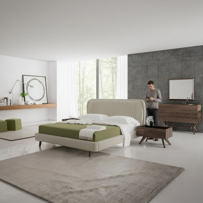 Slaapkamer set 5-delig Luxe tweepersoonsbed 2x nachtkastjes Luxe ladekast met spiegel