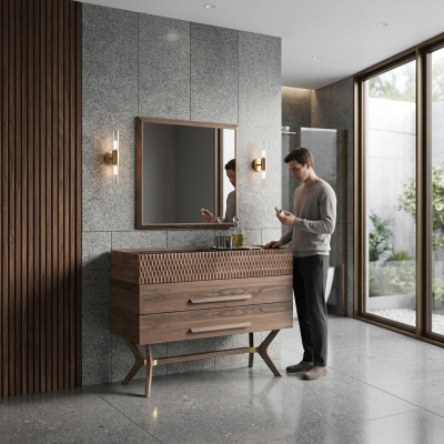 Luxe ladekast met spiegel Slaapkamerstijl Modern Houten kastontwerp