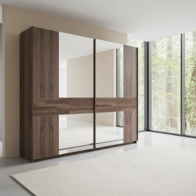 Luxe houten kast Modern slaapkamer design Kledingkast glazen deuren