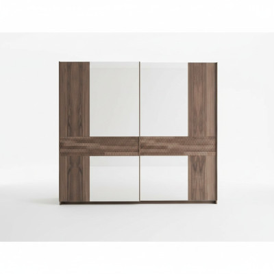Luxe houten kast Modern slaapkamer design Kledingkast glazen deuren