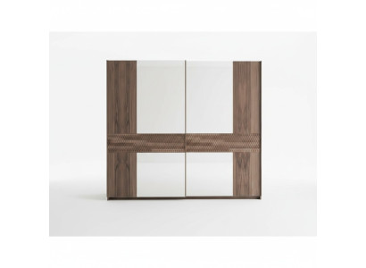 Luxe houten kast Modern slaapkamer design Kledingkast glazen deuren