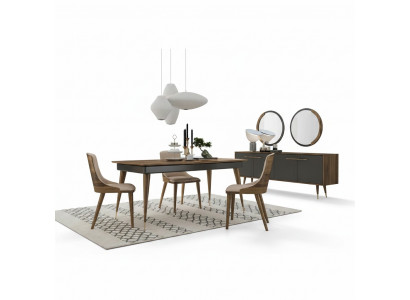 Luxe eetkamerset Eettafel 4x stoelen Luxe dressoir met 2x spiegel Nieuwe set