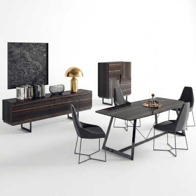 Eetkamerset 7-delig Luxe eettafel 4x stoelen Design commode Sideboard Nieuw