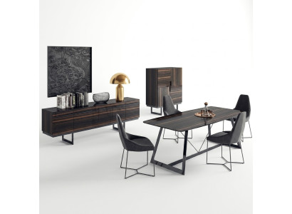 Eetkamerset 7-delig Luxe eettafel 4x stoelen Design commode Sideboard Nieuw