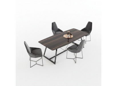 Luxe eettafel 4x stoelen eetkamer complete set Nieuw Meubels Modern Design 5-delig