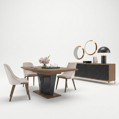 Eettafel Eetkamerset 8-delig Eetgroep Modern Dressoir Set nieuw 4 stoelen