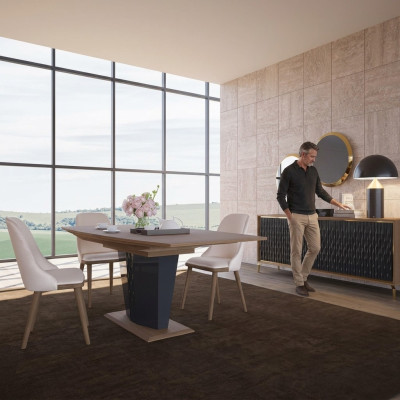 Eethoek Moderne Eettafel Eetkamer 6x Stoelen Houten Meubels Luxe
