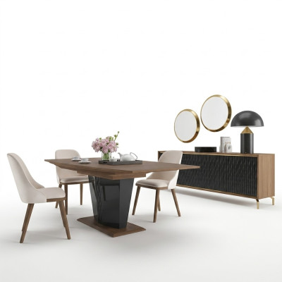 Eethoek Moderne Eettafel Eetkamer 6x Stoelen Houten Meubels Luxe