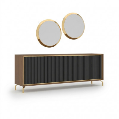 Eetkamer Moderne eetgroep dressoir met 2 spiegels Luxe houten meubels