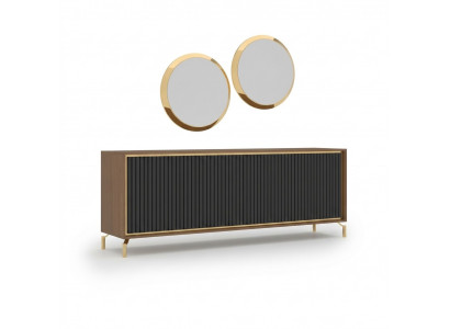 Eetkamer Moderne eetgroep dressoir met 2 spiegels Luxe houten meubels