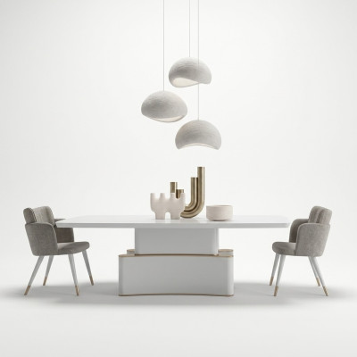 Ontwerp Eetkamer Compleet 7-delig Eettafel Modern Dressoir Houten Kast Nieuwe Vitrine