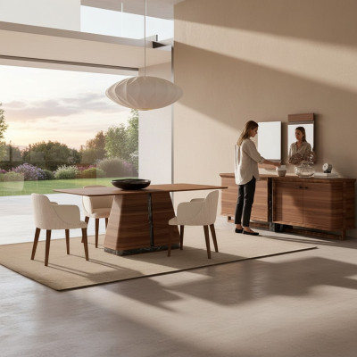 Moderne eetkamer eettafel 4x stoelen eetkamerset dressoir luxe meubels 2x spiegels