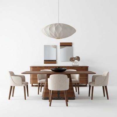 Moderne eetkamer eettafel 4x stoelen eetkamerset dressoir luxe meubels 2x spiegels