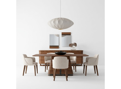 Moderne eetkamer eettafel 4x stoelen eetkamerset dressoir luxe meubels 2x spiegels