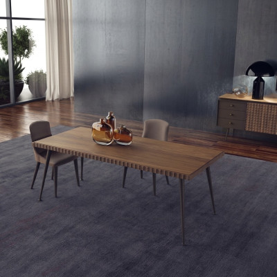 Luxe set van 3 delen tafel hout eettafel eetkamer compleet 4x stoelen meubels