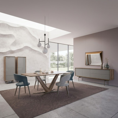 Eetkamer set 9-delig Eettafel Compleet Stoelen 4x Hout Dressoir Nieuw Houten kast