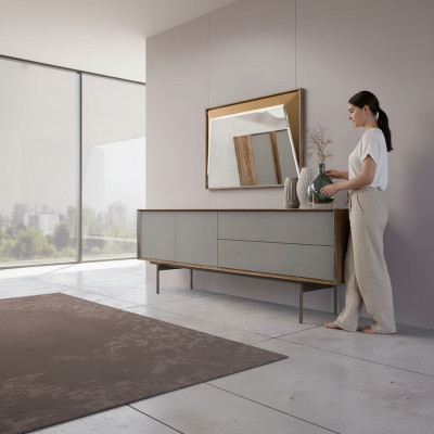 Volledige eetkamer dressoir met spiegelontwerp houten kastmeubels